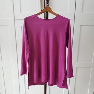 J. Jill Perfect Pima Shirt Womens L Magenta Pink Long Sleeve